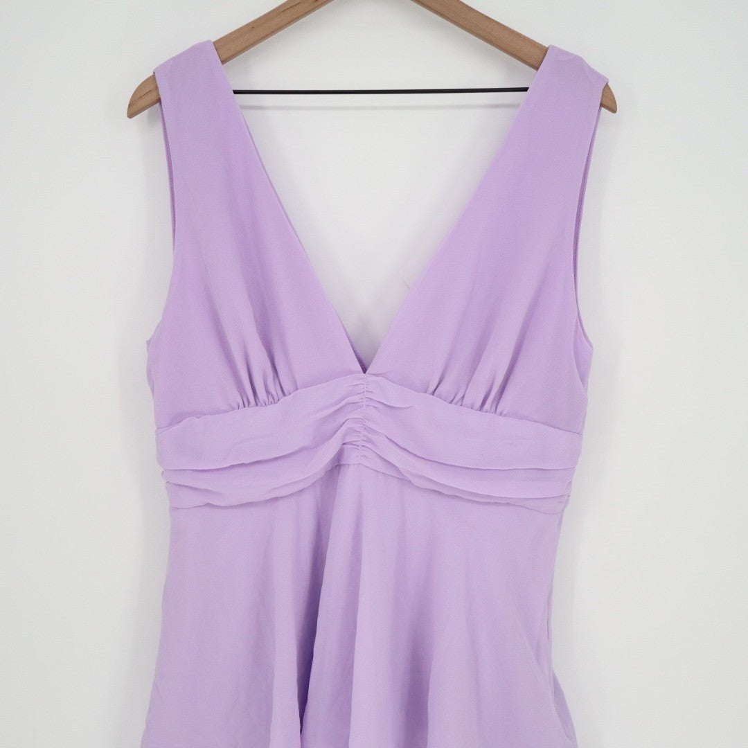 Lulus Celebration Time Tiered Midi Dress Womens XL Lavender Chiffon Sleeveless