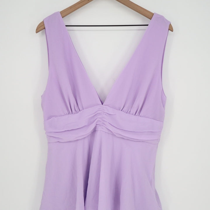 Lulus Celebration Time Tiered Midi Dress Womens XL Lavender Chiffon Sleeveless