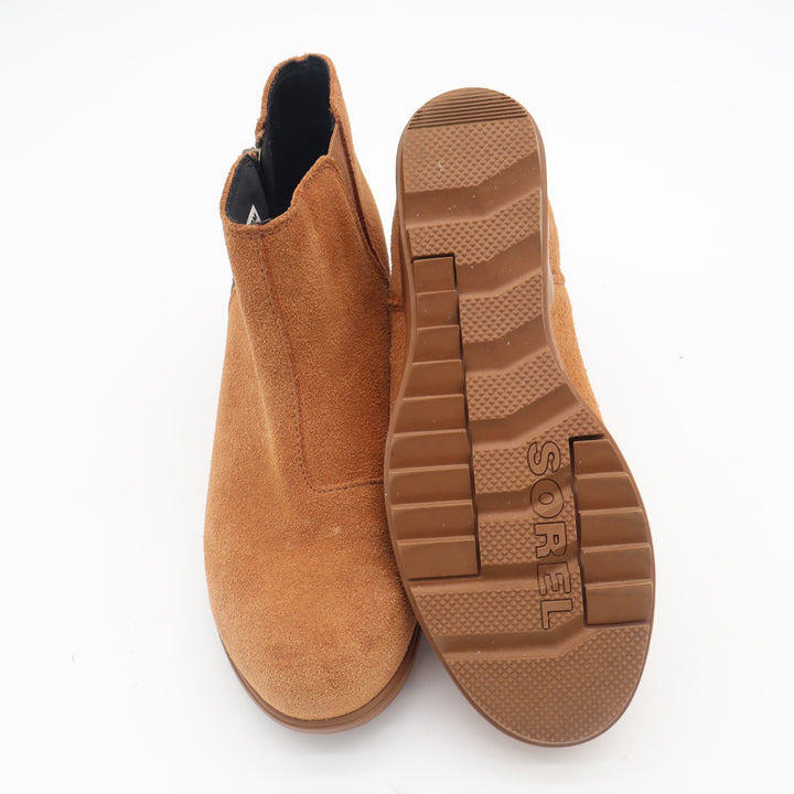 Sorel Ankle Boots Womens 8 Lolla II Tan Suede Wedge Side Zip Excellent