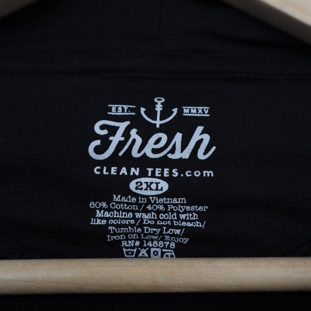 Fresh Clean Threads Pullover Hoodie Mens 2XL Black Poly Fleece Kangaroo Pockets