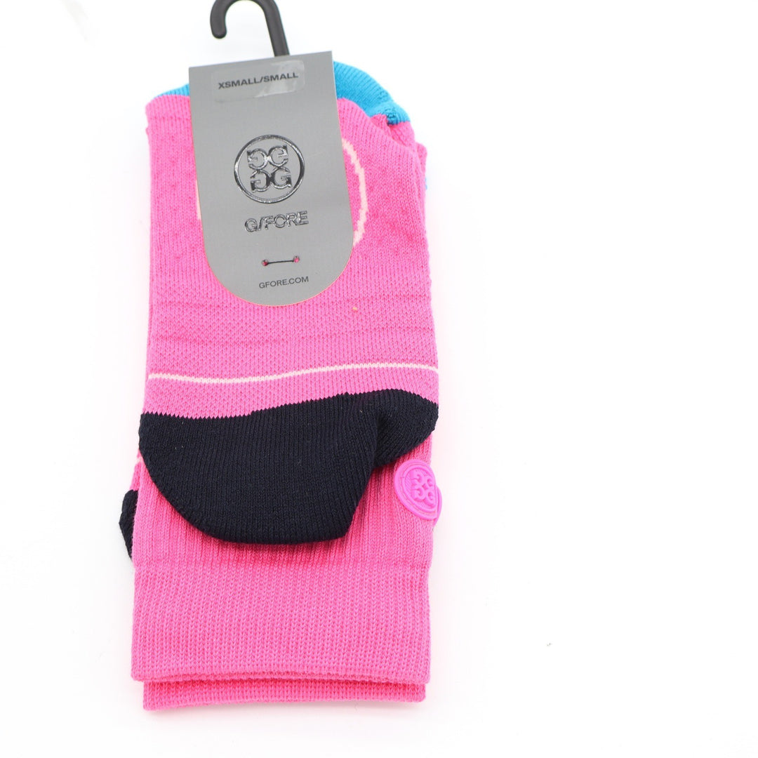 G/FORE Womens Pray For Birdies Crew Socks Knockout Pink XS/S
