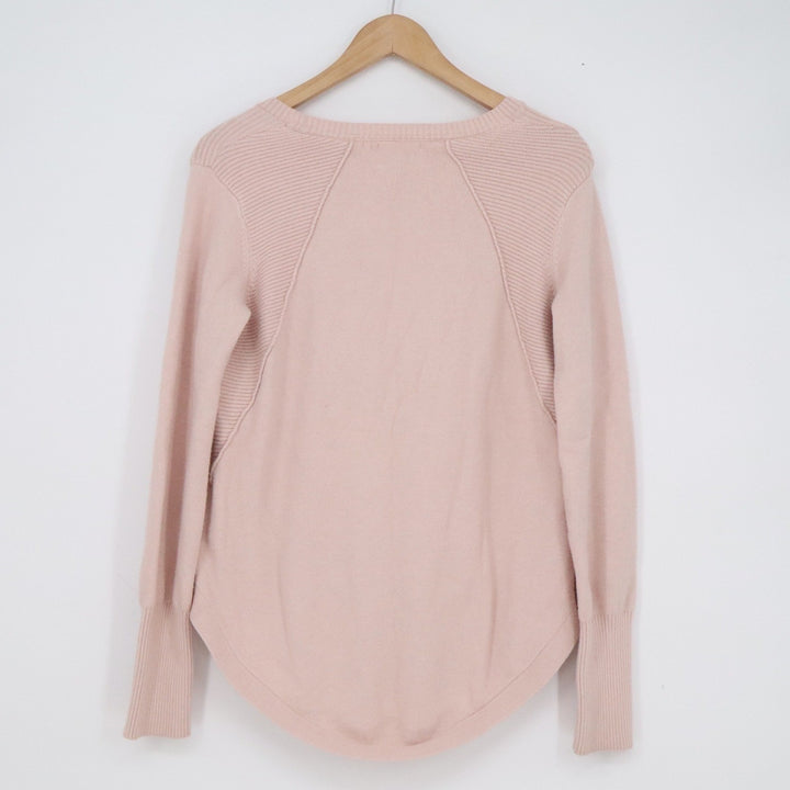 RD Style Womens Blush Pink Ribbed Shoulder Curved Hem Knit Sweater M
