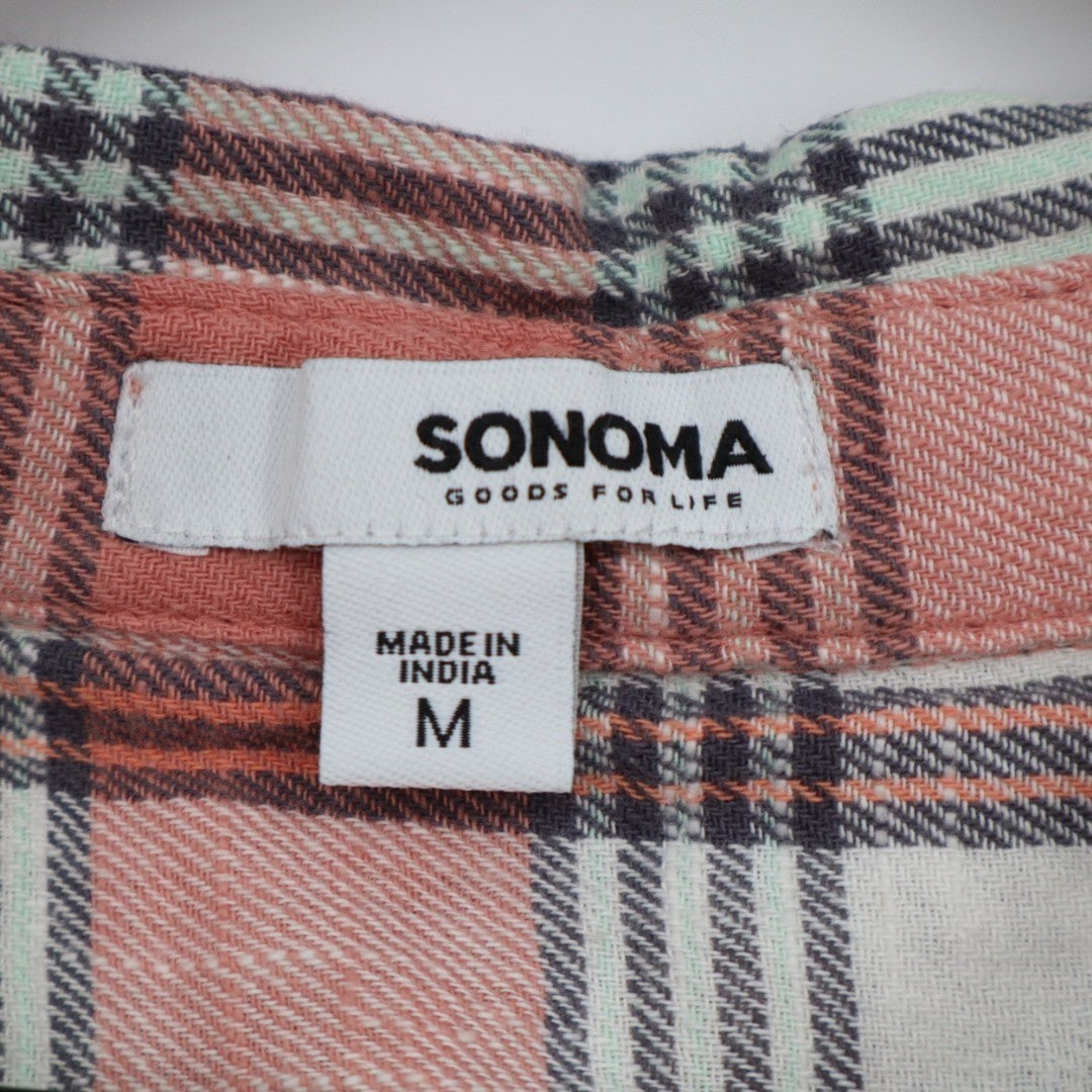 Sonoma Goods For Life Flannel Shirt Womens Medium Multi Plaid Cotton Button Up