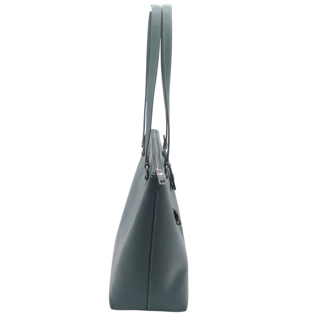 Coach Gallery Tote Forest Green Crossgrain Leather Shoulder Bag Gunmetal