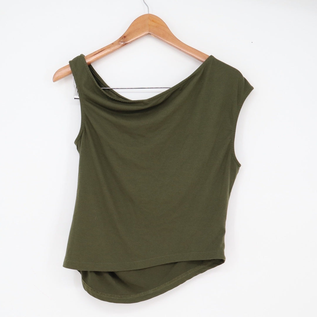 Unbranded 2 Piece Set Womens XL Draped Cowl Neck Maxi Skirt Olive Green