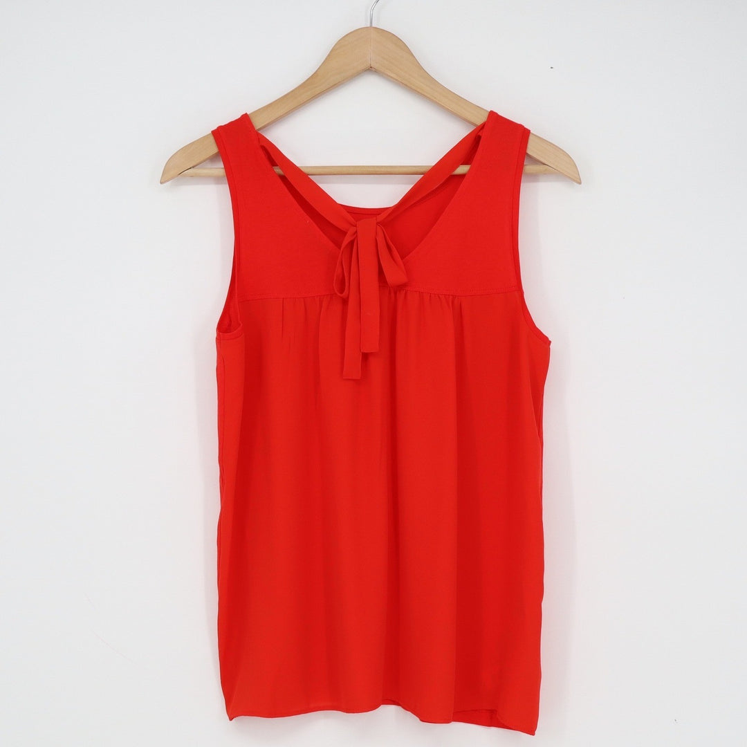 LOFT Womens Red Tie Back Sleeveless Tank Top Scoop Neck Cotton Modal Blend Small