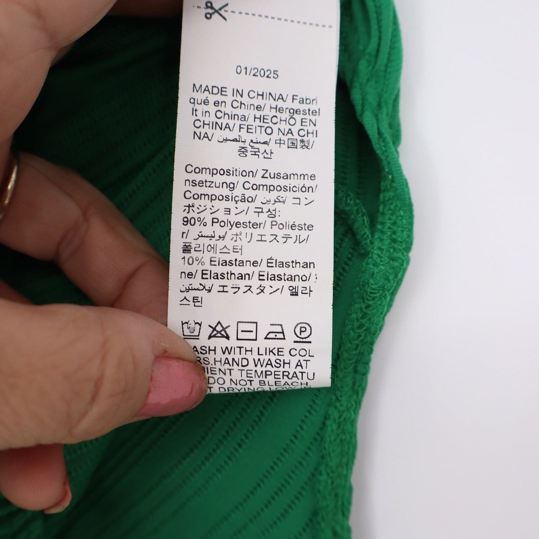 SHEIN One Piece Swimsuit Womens XS Bandeau Keyhole Textured Green Excellent