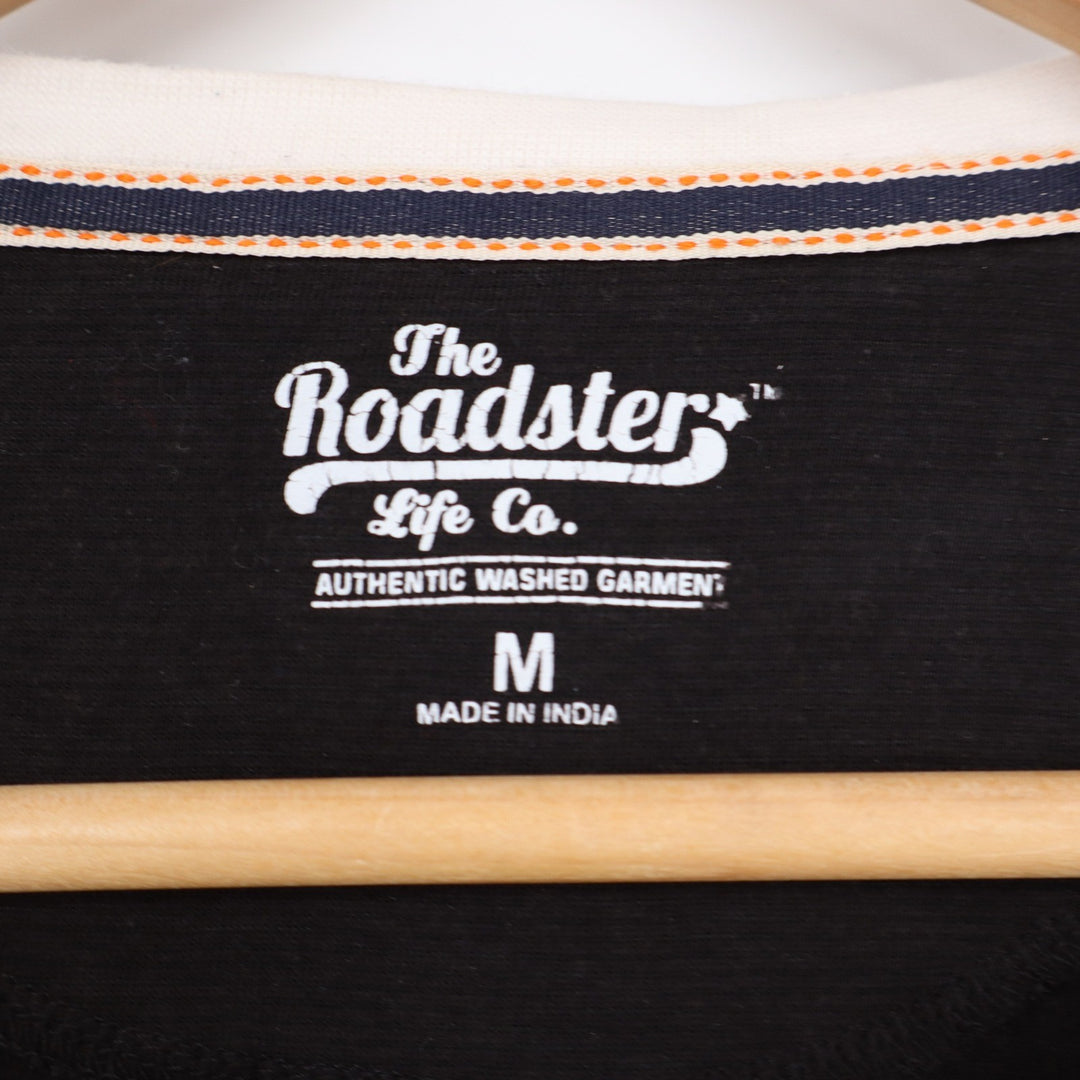 The Roadster Life Co Mens Black White Layered Look Long Sleeve Cotton Tee Size M