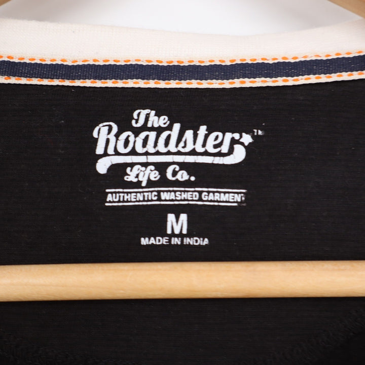 The Roadster Life Co Mens Black White Layered Look Long Sleeve Cotton Tee Size M