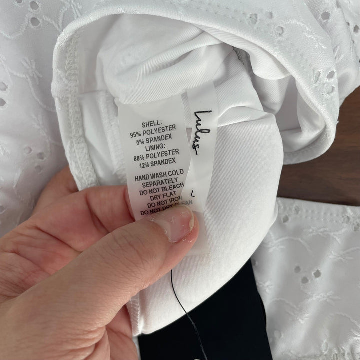 Lulus Darielle White Eyelet Embroidered Cutout One-Piece Size L