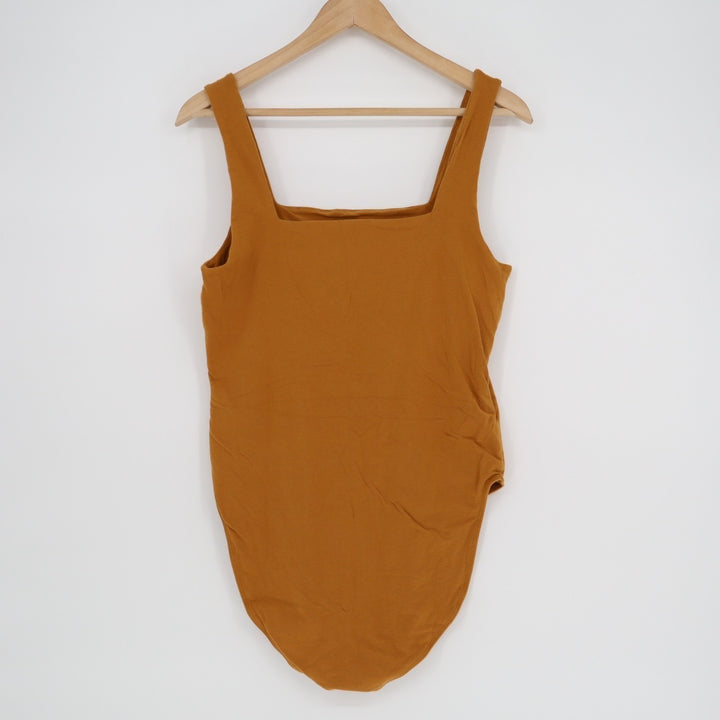 Old Navy Bodysuit One Piece Womens L Rust Stretch Knit Sleeveless Square Neck