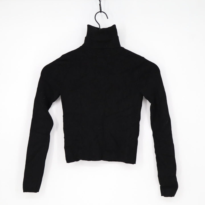Zara Crop Sweater Womens Small Black Knitted Turtleneck Long Sleeve Pullover