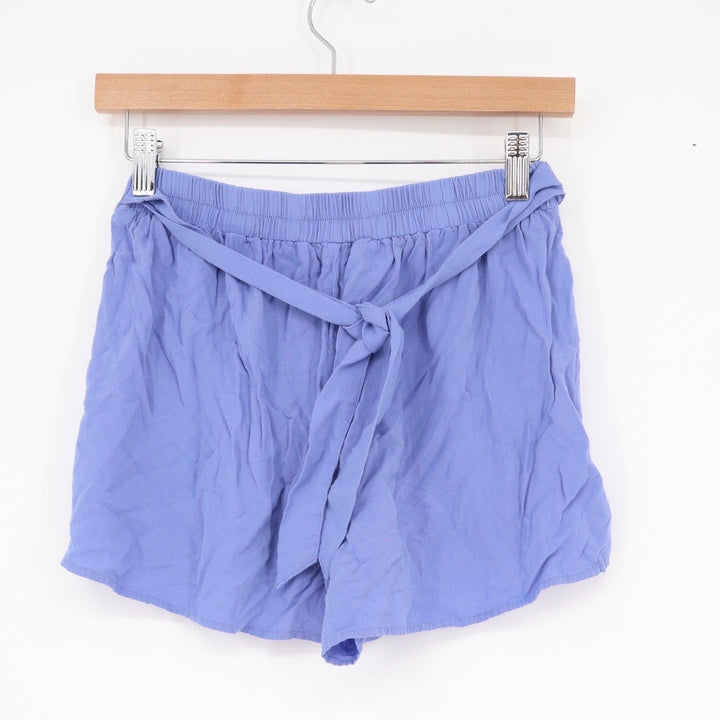 Primark Cares Womens Blue Viscose Elastic Waist Tie Back Shorts Size 4