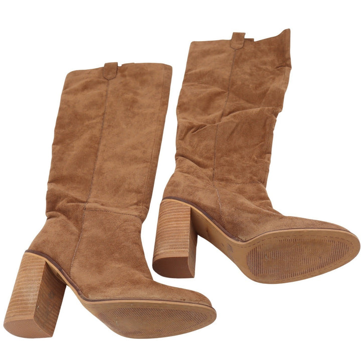 MiiM Womens Tan Faux Suede Slouchy Knee High Block Heel Boots Size 9