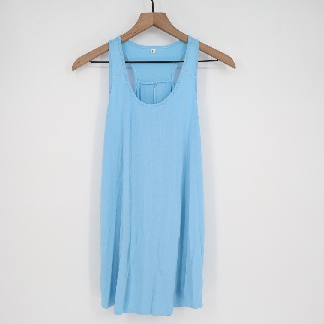 Tank Dress Womens Large Sky Blue Modla Stretch Racerback Scoop Neck Pullover