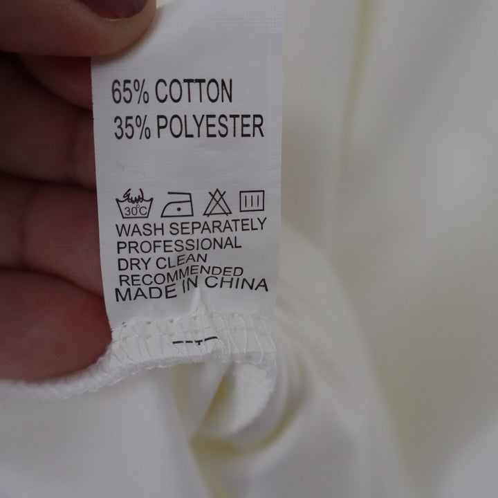 PRETTYGARDEN White Long Sleeve Tie Back Mini Dress Medium Round Neck Solid