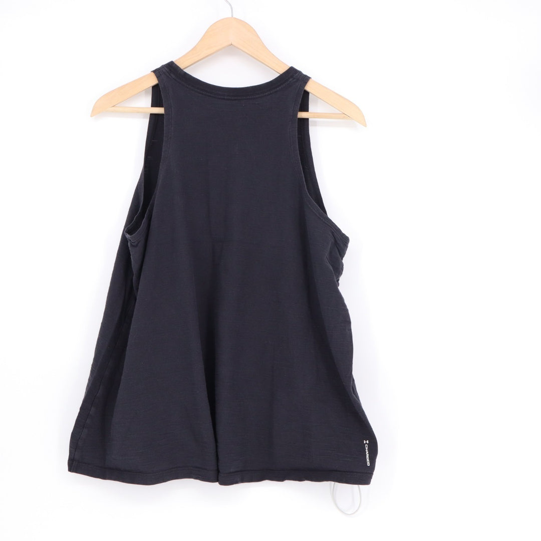 Under Armour Project Rock Tank Top Women L Black Side Cinch Loose Fit Workout