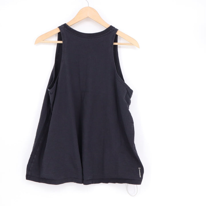 Under Armour Project Rock Tank Top Women L Black Side Cinch Loose Fit Workout