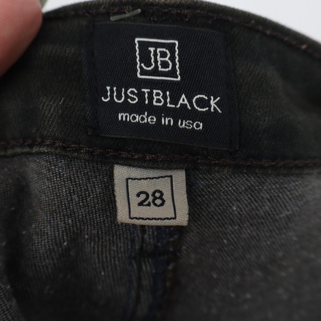 Just Black Jeans Womens 28 Flare Dark Olive Green High Rise Patch Pocket