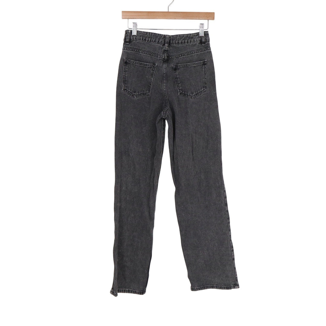 SHEIN Womens High Waisted Wide Leg Jeans Charcoal Black Size 0 EU 32 Relaxed Fit