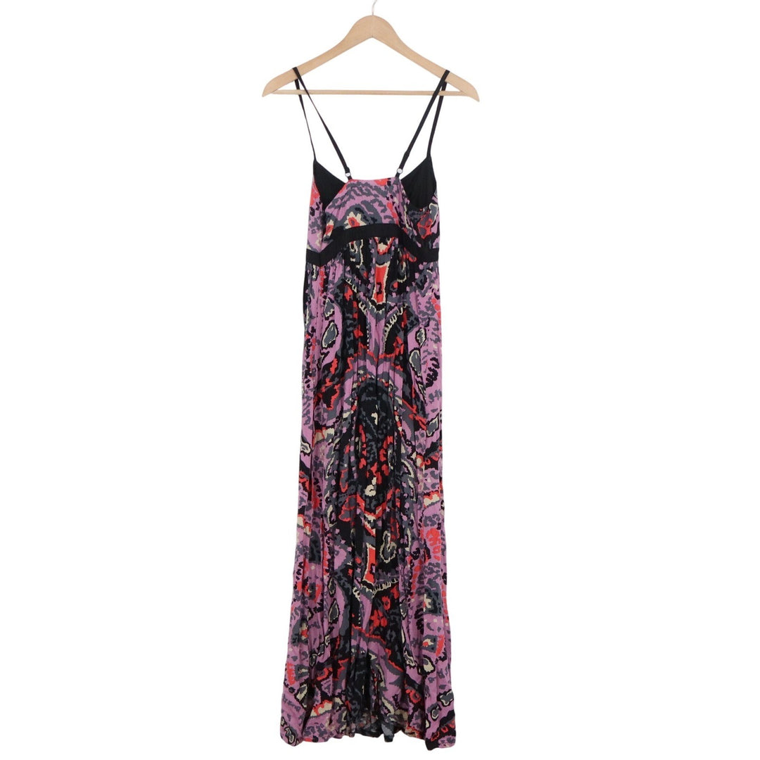 CPS Chaps Womens Purple Paisley Cotton Maxi Dress Empire Waist Sleeveless Small