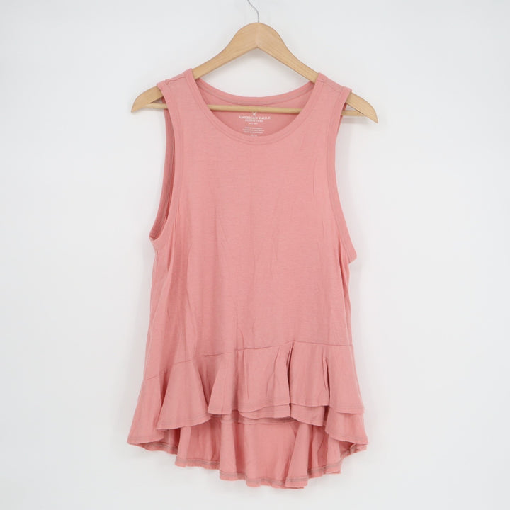 American Eagle Outfitters Tank Top Women Large Blush Cotton Flare Hem Round Neck