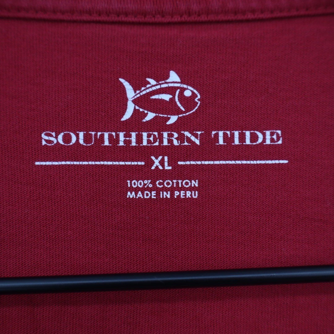 Southern Tide Red Flagler College Graphic T Shirt Mens XL Cotton Pocket Tee