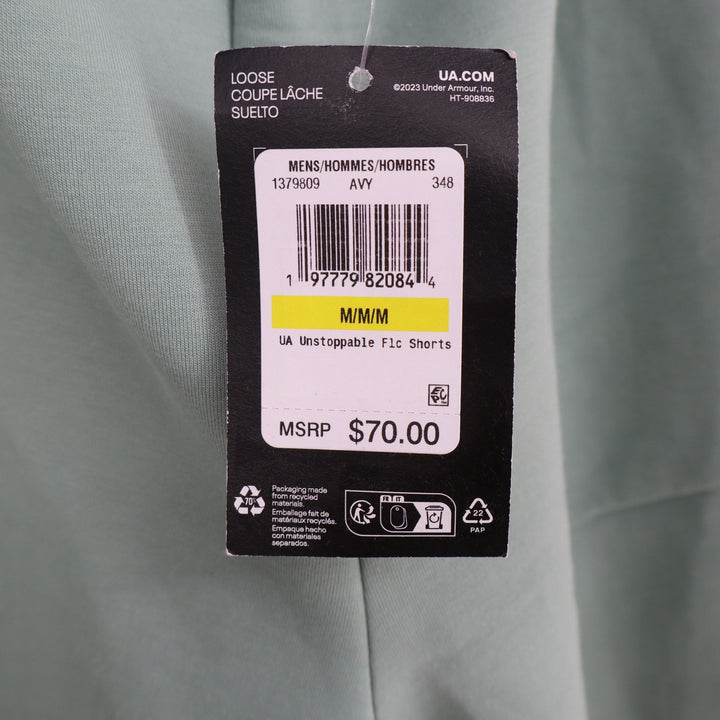 Under Armour Mens Unstoppable Fleece Shorts Sage Green 1379809 Size M NEW