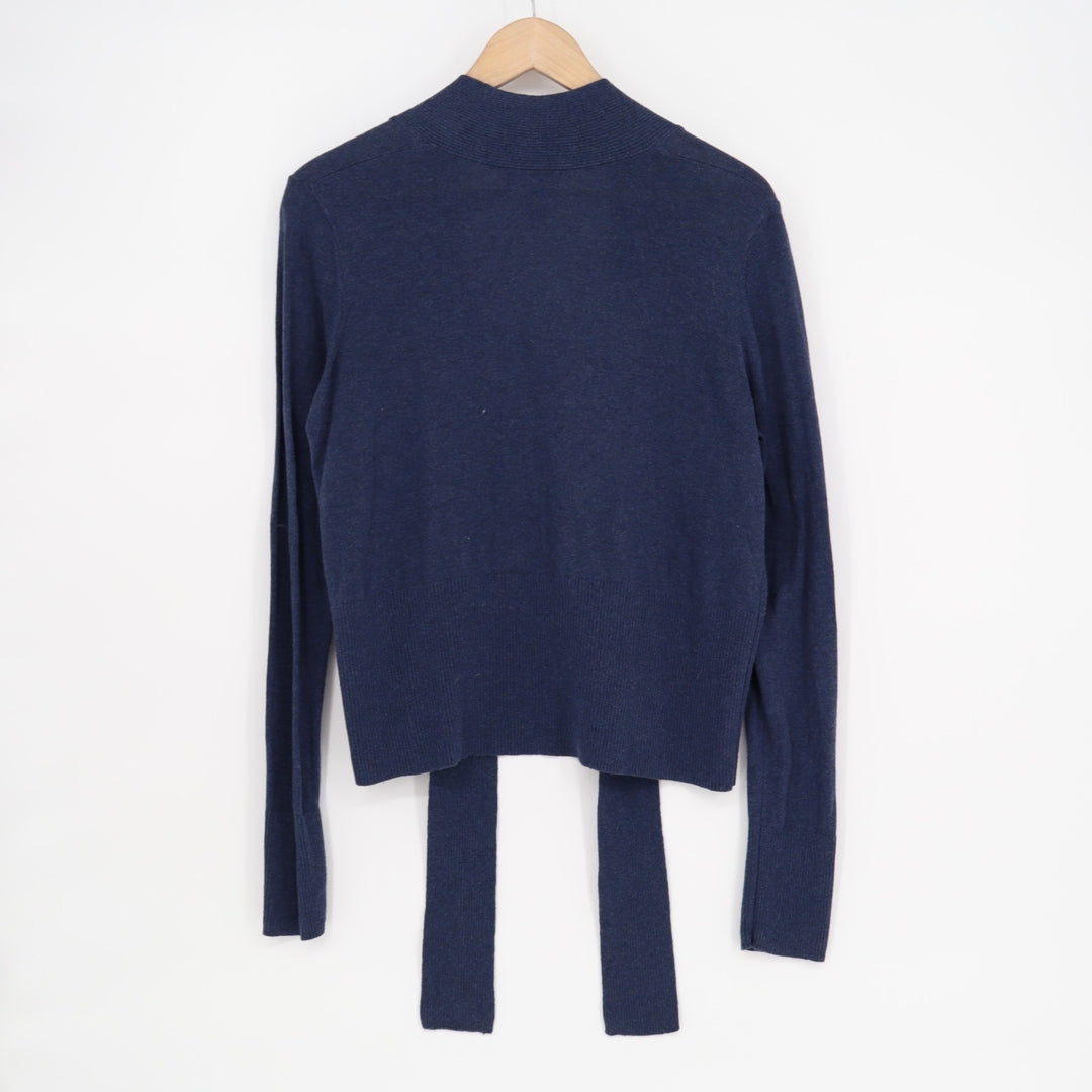 Gap Cardigan Sweater Womens Medium Dark Blue Knit Open Front Ribbed Long Sleeve