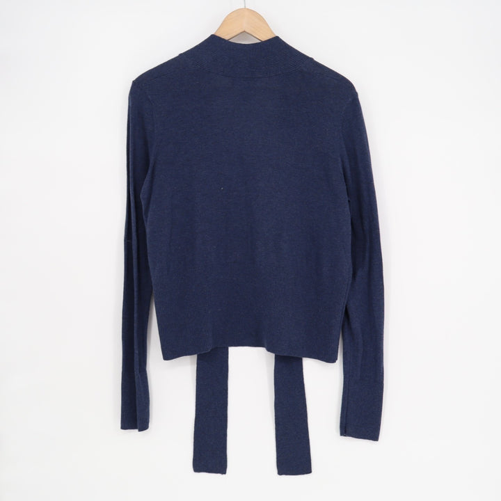 Gap Cardigan Sweater Womens Medium Dark Blue Knit Open Front Ribbed Long Sleeve