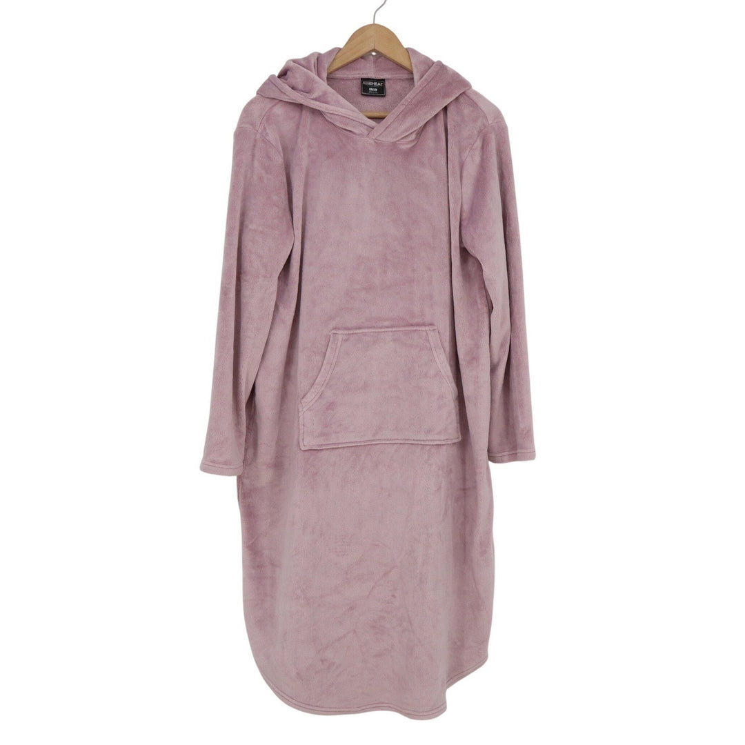 32 Degrees Heat Sleepwear Hooded Lounge Dress Dusty Rose Pink Plush L/XL