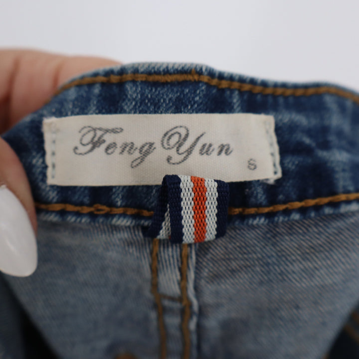 Feng Yun Womens Medium Wash Skinny Jeans Blue Side Stripe Size S