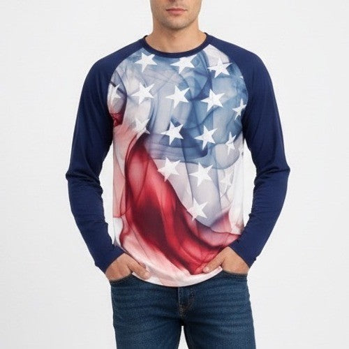Reel Legends Performance Outfitters Mens XL Long Sleeve American Flag Top