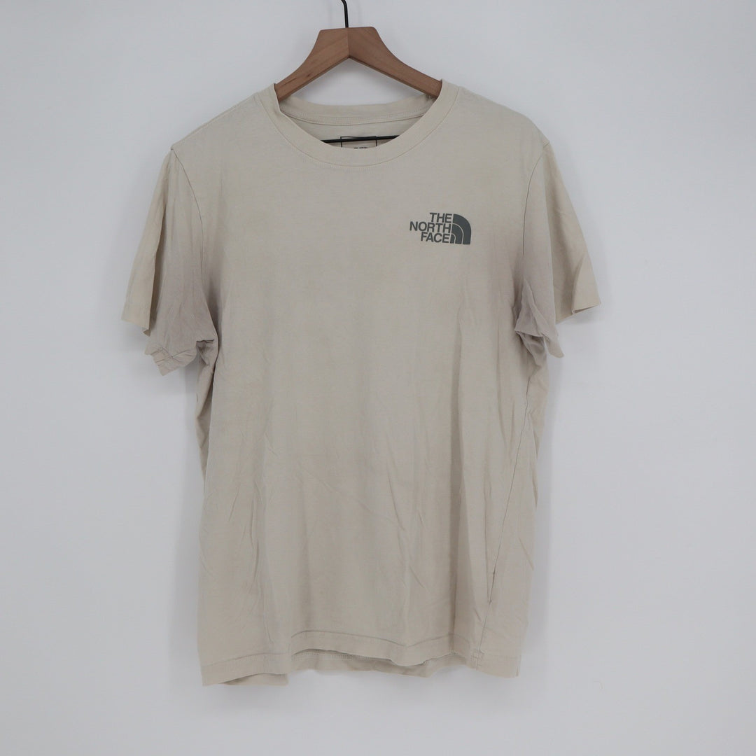 The North Face Mens Large Beige Never Stop Exploring Graphic Box Logo T-Shirt