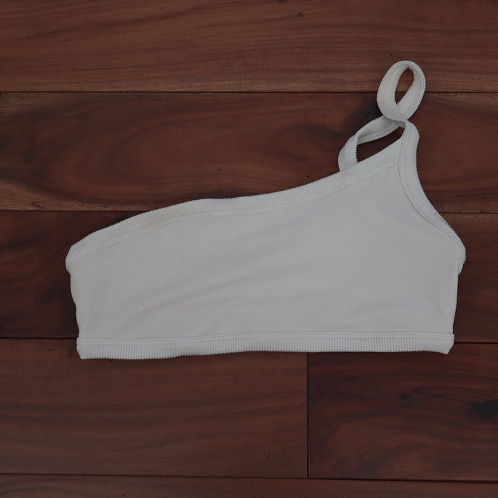 Aerie White Ribbed One Shoulder Bandeau Bikini Top Size Medium