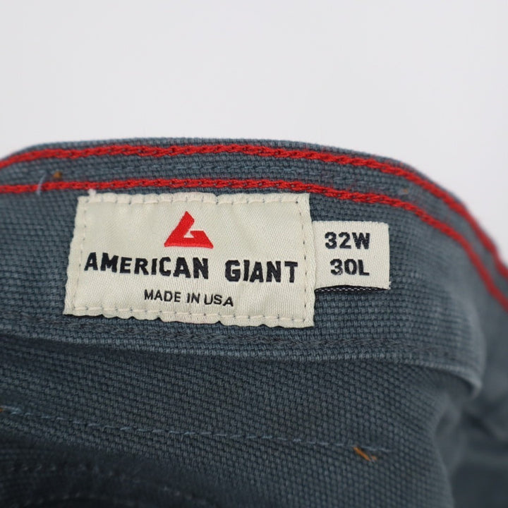 American Giant Roughneck Jeans Mens 32X30 Teal Canvas Cotton Stretch Skinny Leg