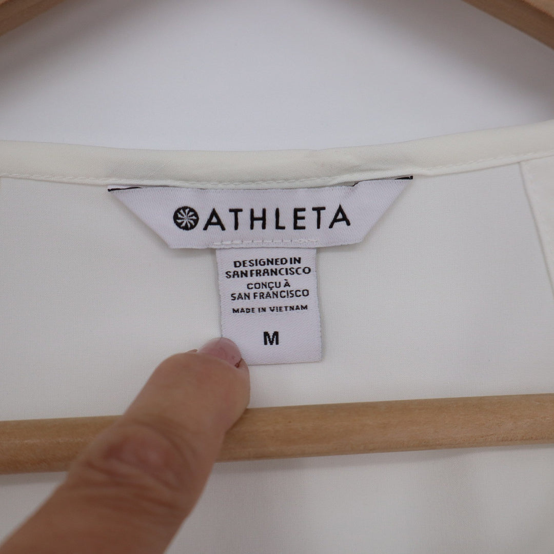 Athleta Zephyr Refined Tank Women's Medium White Sleeveless Crew Neck Top