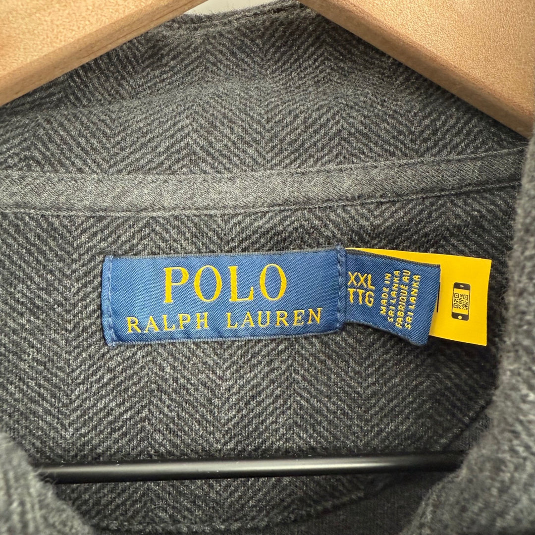 Polo Ralph Lauren Charcoal Heather Gray Herringbone 1/4 Zip Pullover Sweater