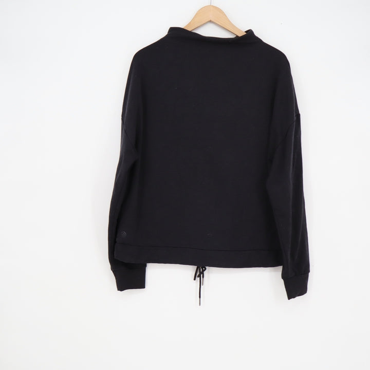 MPG Sport Womens Black Mock Neck Drawstring Back Pullover Sweatshirt Size L