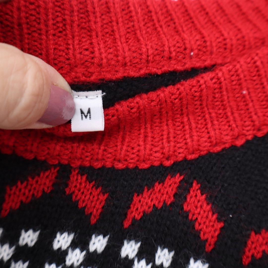 Dabbing Santa Reindeer Ugly Christmas Sweater Black Red White Mens Medium