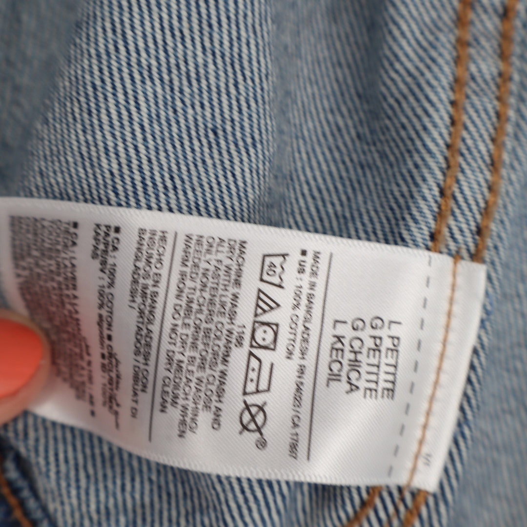 Old Navy Womens Denim Trucker Jacket Medium Wash Blue Cotton L Petite
