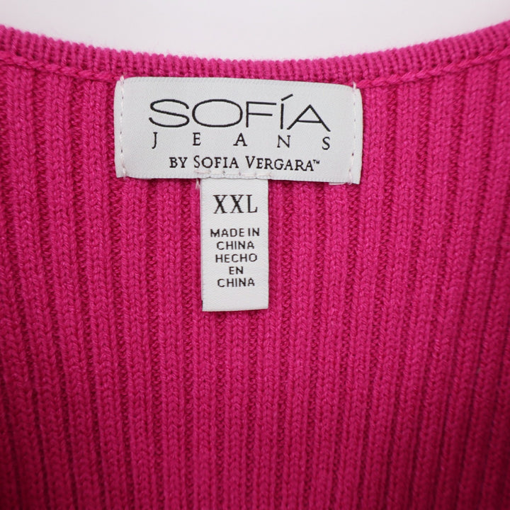 Sofia Jeans Sweater Dress Set Womens XXL 2-Piece Cardigan Pink Ribbed Excellent