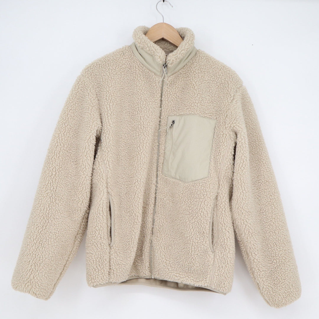 Uniqlo Windproof Outer Fleece Jacket Beige Sherpa Full Zip XS