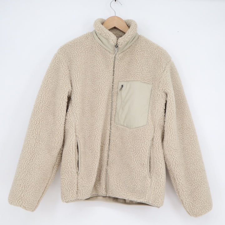 Uniqlo Windproof Outer Fleece Jacket Beige Sherpa Full Zip XS