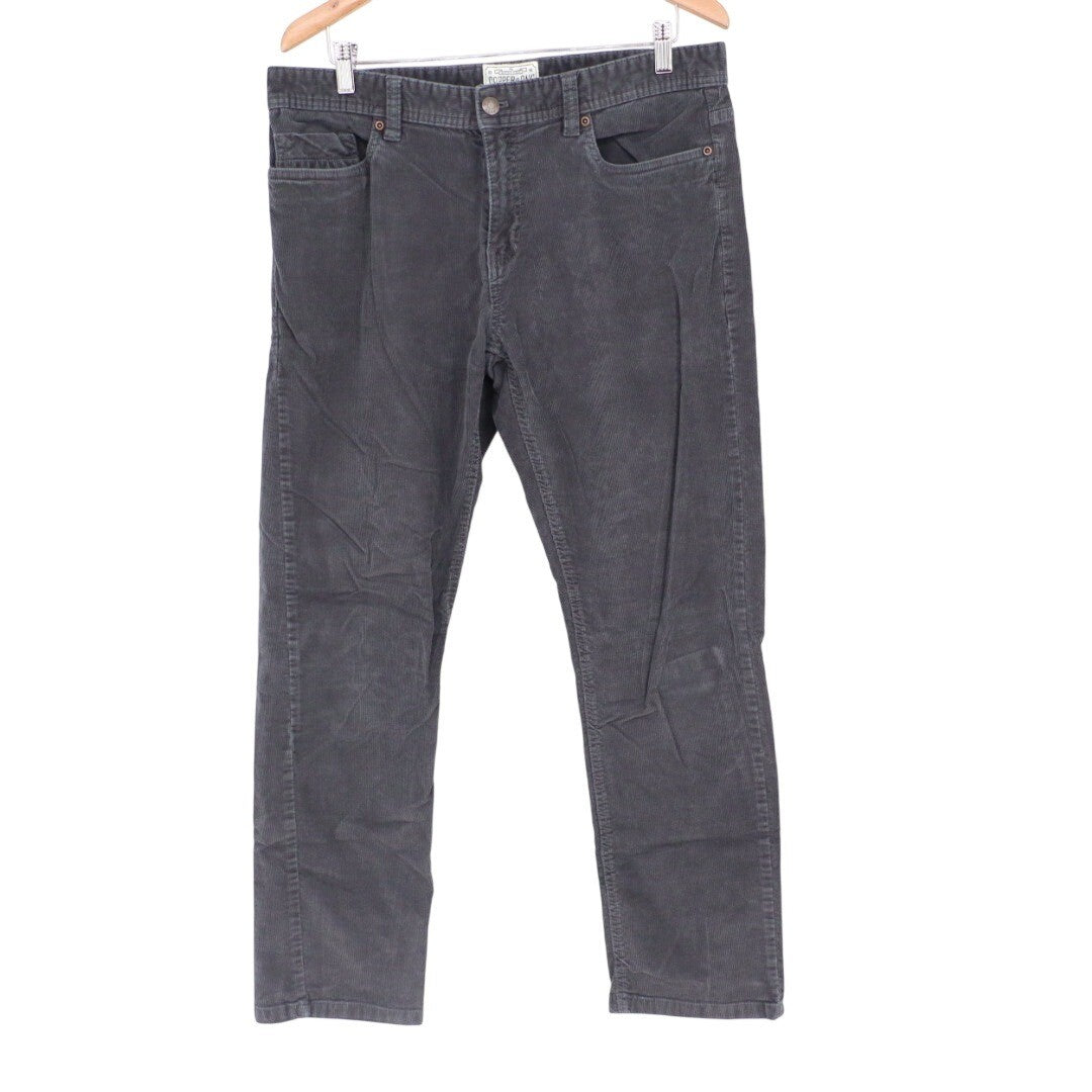 Copper Oak Corduroy Pants Charcoal Gray Straight Leg Size 34x30 Men's Trousers