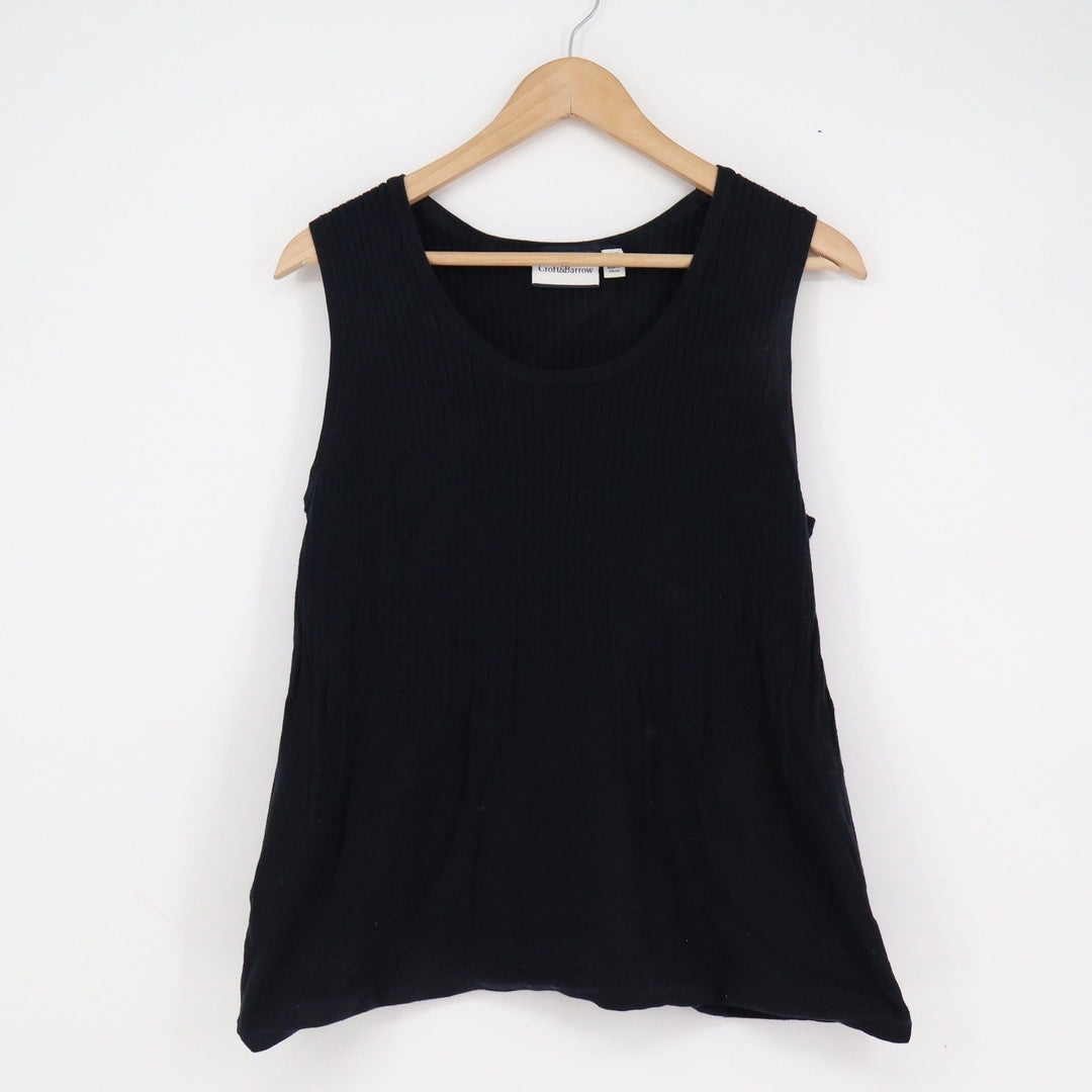 Croft & Barrow Womens Plus 1X Black Ribbed Knit Scoop Neck Tank Top Sleeveless