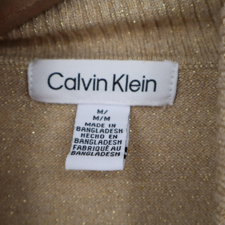 Calvin Klein Sweater Womens Medium Brown Knitted Rayon Long Sleeve Turtleneck