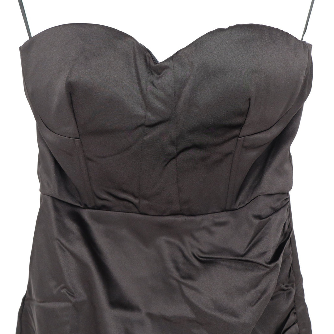 Naked Wardrobe Black Satin Corset Ruched Mini Dress XL Sweetheart Neckline LBD