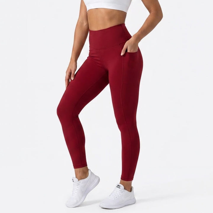 Under Armour Meridian Ankle Leggings Dark Red High Rise Pockets Womens XS