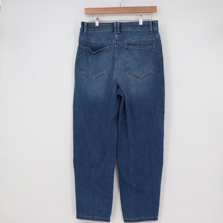 Talbots Relaxed Barrel Jeans Blue Medium Wash High Rise Tapered Size 8 VN5214